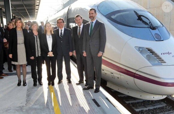 Felipe d'Espagne lors de l'inauguration d'une ligne de train à grande vitesse entre Barcelone et la frontière française, le 8 janvier 2013.
