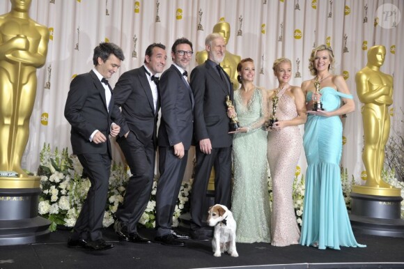 L'équipe de The Artist lors de la cérémonie des Oscars de 2012