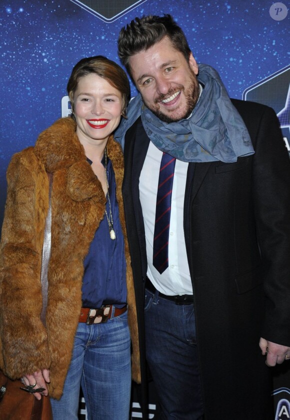 Virginie de Clausade et Bruno Guillon à la soirée des 30 ans de Axe, à Paris le 10 janvier 2013.