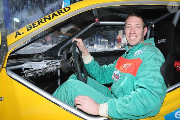 Alain Bernard à bord de son bolide lors du Trophée Andros version électrique le 11 janvier 2013 à Isola 2000