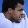 Jo Wilfried Tsonga en plein entrainement avant l'Open d'Australie à Melbourne, le 11 janvier 2013