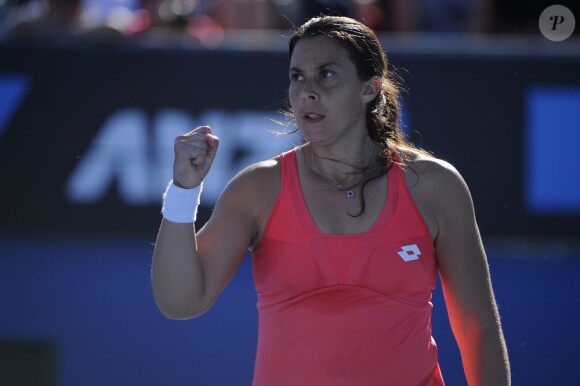 Marion Bartoli lors de sa victoire au premier tour de l'Open d'Australie à Melbourne le 14 janvier 2013