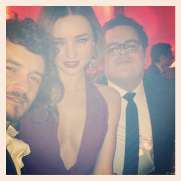 Miranda Kerr postait sur Instagram cette photo d'elle en compagnie d'Orlando Bloom et d'un autre homme lors de l'after-party des Golden Globes organisée par le magazine InStyle et Warner Brothers. Beverly Hills, le 13 janvier 2013.