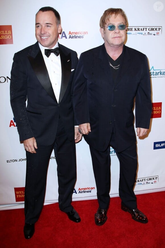 David Furnish et Elton John à New York, le 15 octobre 2012.