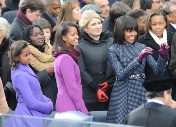 Sasha et Malia Obama, jeunes filles lookées et remarquées le 21 janvier 2013 à la cérémonie d'investiture de leur papa Barack Obama à Washington