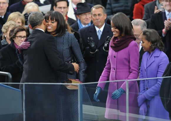 Sasha et Malia Obama, remarquées par leurs looks le 21 janvier 2013 à la cérémonie d'investiture de leur papa Barack Obama à Washington
