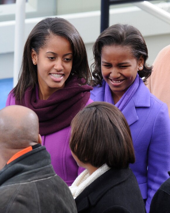 Sasha et Malia Obama, remarquées par leurs looks le 21 janvier 2013 à la cérémonie d'investiture de leur papa Barack Obama à Washington