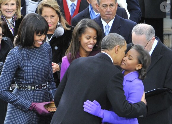 Sasha et Malia Obama, remarquées par leurs looks le 21 janvier 2013 à la cérémonie d'investiture de leur papa Barack Obama à Washington