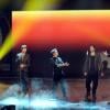 Les Take That se produisent sur scène lors de la finale du X Factor version Italie, le 23 novembre 2010.