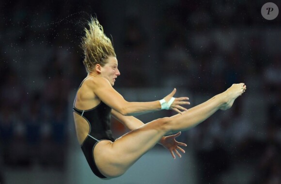 Emilie Heymans en plongeon à 10m aux Jeux olympiques de Pékin en août 2008.