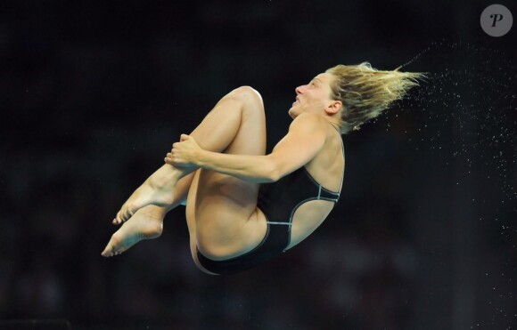 Emilie Heymans en plongeon à 10m aux Jeux olympiques de Pékin en août 2008.