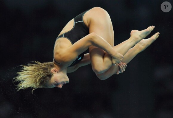 Emilie Heymans en plongeon à 10m aux Jeux olympiques de Pékin en août 2008.