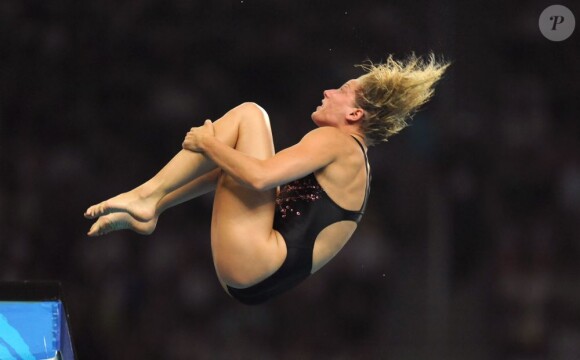Emilie Heymans en plongeon à 10m aux Jeux olympiques de Pékin en août 2008.