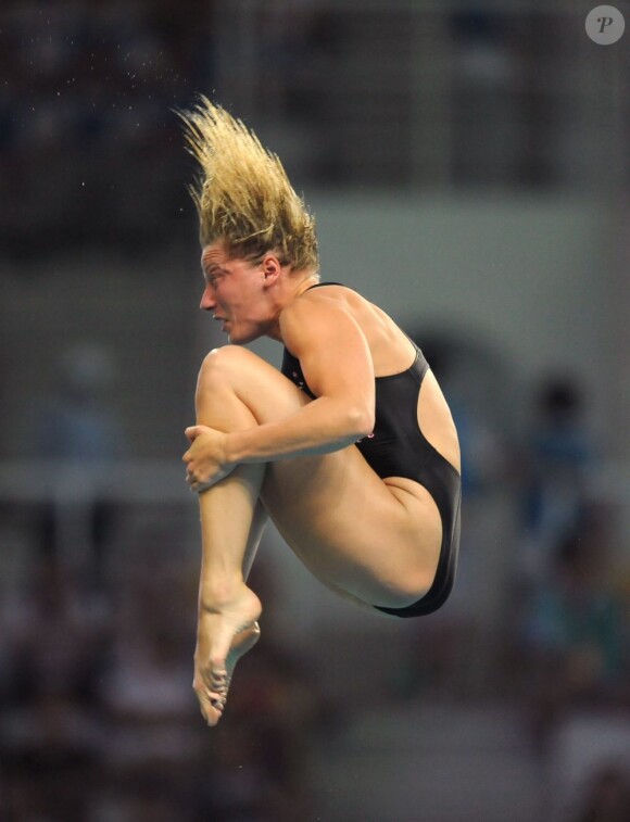 Emilie Heymans en plongeon à 10m aux Jeux olympiques de Pékin en août 2008.