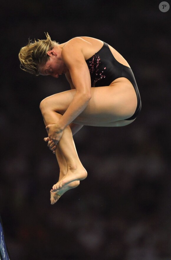 Emilie Heymans en plongeon à 10m aux Jeux olympiques de Pékin en août 2008.