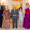 La reine Beatrix des Pays-Bas, le prince Willem-Alexander et la princesse Maxima lors du dîner d'Etat offert en leur honneur par le président de Singapour Tony Tan Keng Yam, le 24 janvier 2013.
