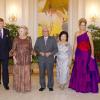 La reine Beatrix des Pays-Bas, le prince Willem-Alexander et la princesse Maxima lors du dîner d'Etat offert en leur honneur par le président de Singapour Tony Tan Keng Yam, le 24 janvier 2013.