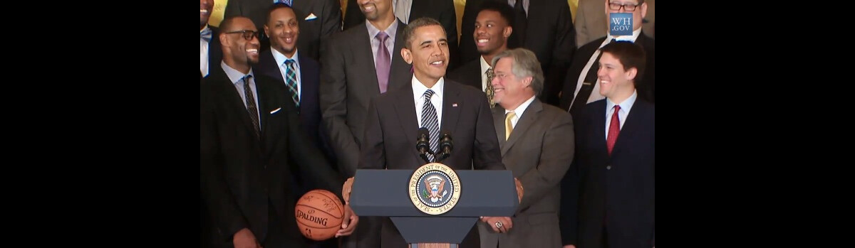 Vidéo : Barack Obama reçoit LeBron James et l'équipe du Heat de Miami à ...