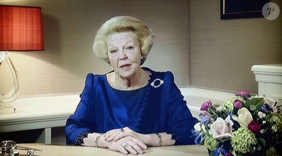 La reine Beatrix des Pays-Bas, lors de l'annonce, le 28 janvier 2013, de son abdication le 30 avril 2013 au profit de son fils le prince Willem-Alexander.