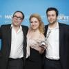 Olivier Gourmet (L'Exercice de l'Etat), Emilie Dequenne (A perdre la raison) et le réalisateur de ce dernier, Joachim Lafosse ont triomphé lors des Magritte du Cinema à Bruxelles, le 2 février 2013.