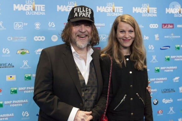 Bouli Lanners (De Rouille et d'Os) et sa femme aux Magritte du Cinema à Bruxelles, le 2 février 2013.