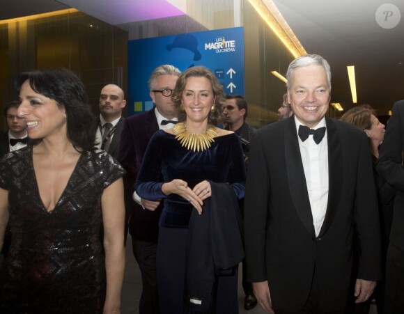 Fadila Laanan, La princesse Claire, le prince Laurent de Belgique et Didier Reynders pendant la 3e cérémonie des Magritte du cinéma à Bruxelles, le 2 février 2013.