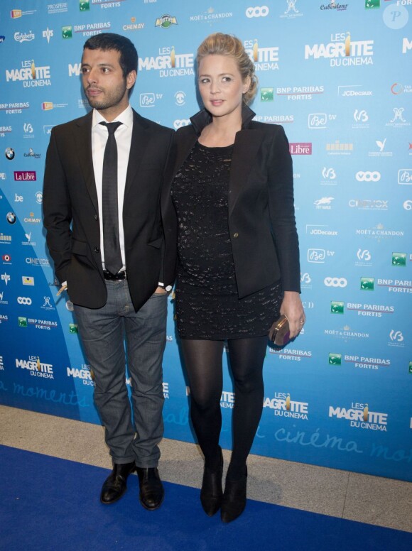 Virginie Efira enceinte et son compagnon Mabrouk El Mechri lors de la 3e cérémonie des Magritte du cinema à Bruxelles, le 2 février 2013.