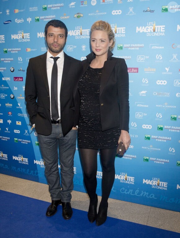 Virginie Efira au côté de son boyfriend Mabrouk El Mechri à la 3e cérémonie des Magritte du cinema à Bruxelles, le 2 février 2013.