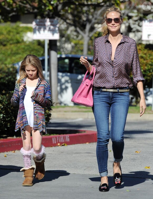 Heidi Klum est allée chercher sa fille Leni à la Josephson Academy of Gymnastics de Los Angeles, le 3 février 2013.