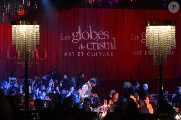 La salle du Lido où se tenait la 8e cérémonie des Globes de Cristal à Paris, le 4 février 2013.