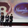 André Manoukian, Sinclair et Cyril Hanouna au lancement de la chaîne D8, à Paris le 20 septembre 2012.