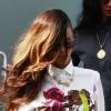 Rihanna, suivie de sa meilleure amie Melissa Forde, quitte le domicile de Chris Brown et se dirige vers le tribunal du compté de Los Angeles où le chanteur y est entendu. Le 6 février 2013.