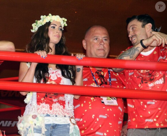 Megan Fox, égérie de la bière Brahma, a assisté avec Brian Austin Green au célèbre carnaval de Rio. Le 10 février 2013.