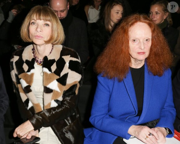 Anna Wintour et Grace Coddington assistent au défilé Donna Karan New York automne-hiver 2013-2014 au Centre 547. New York, le 11 février 2013.