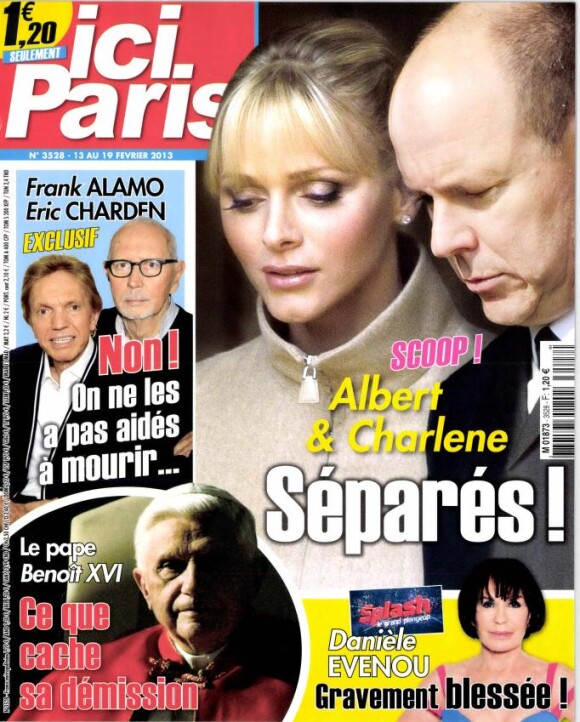 Couverture du magazine Ici Paris, dans lequel s'exprime Gabrielle Charden et Claudy Alamo. En kiosques deouis le 13 février 2013.