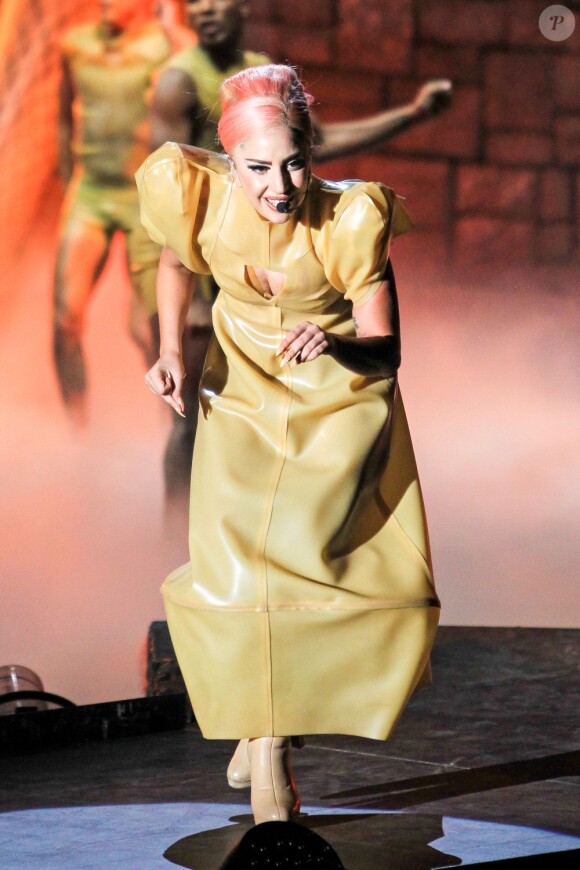 La chanteuse Lady Gaga en concert pour sa tournée The Born This Way Ball Tour à Vancouver le 11 janvier 2013.