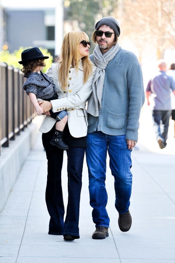 Rachel Zoe, son mari Rodger Berman et leur fils Skyler, le 17 février 2013 à Los Angeles.