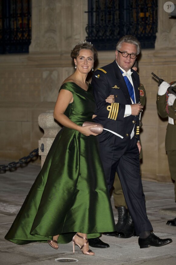 Le prince Laurent de Belgique et la princesse Claire au mariage de Guillaume et Stéphanie de Luxembourg, le 19 octobre 2012