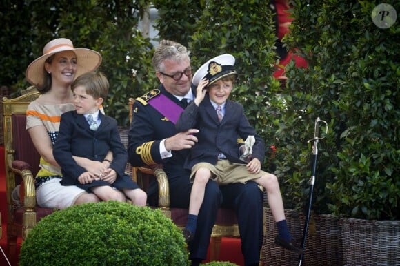Le prince Laurent de Belgique et la princesse Claire lors de la Fête nationale, le 21 juillet 2012