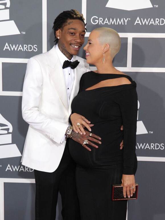 Wiz Khalifa et Amber Rose à la 55e cérémonie des Grammy Awards à Los Angeles le 10 février 2013. Amber Rose portait une robe Donna Karan et Wiz Khalifa un costume Tom Ford. Le couple semblait très amoureux.