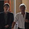 Alain Delon sort du bureau de la juge des affaires familiales en compagnie de son fils Alain-Fabien, dont il a obtenu la garde. Septembre 2010. Photos exclusives.