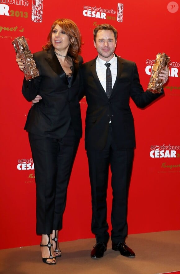 Valerie Benguigui et Guillaume de Tonquedec au restaurant Fouquet's pour le Dîner de gala de la 38e cérémonie des César à Paris, le 22 février 2013.