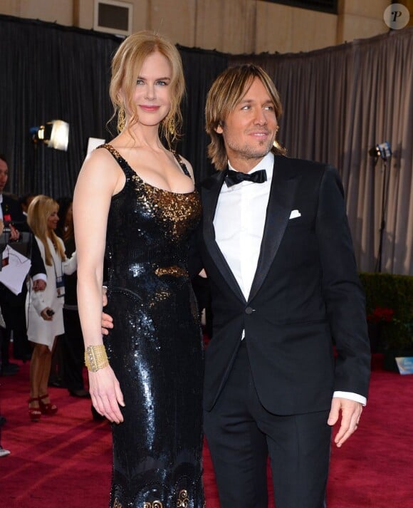 Actress Nicole Kidman et son mari Keith Urban lors des Oscars au Dolby Theatre. Los Angeles, le 24 février 2013.