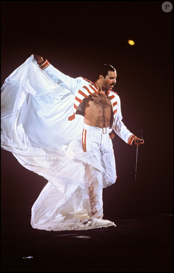 Freddie Mercury en concert, le 16 juillet 1986.