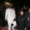 Kanye West et Kim Kardashian, enceinte, quittent la Halle Freyssinet après avoir assisté au défilé Givenchy prêt-à-porter automne-hiver 2013-2014. Ils se rendront ensuite à la Gaîté Lyrique pour la soirée organisée par Diesel. Paris, le 3 mars 2013.