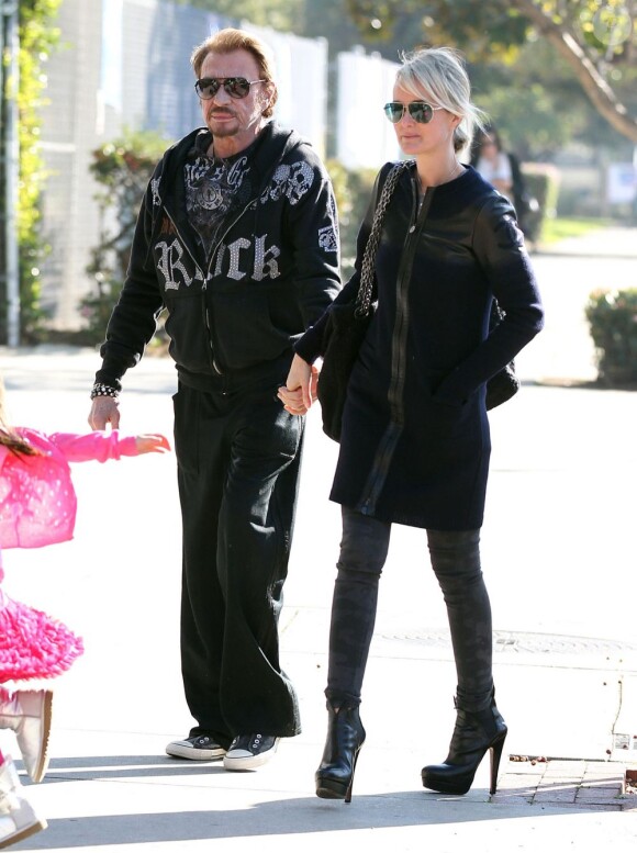 Johnny et Laeticia Hallyday à Pacific Palisades le 14 février 2013.