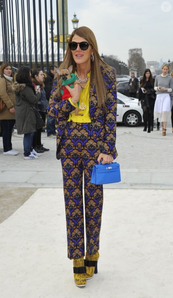Anna dello Russo à son arrivée au défilé Valentino à Paris le 5 mars 2013