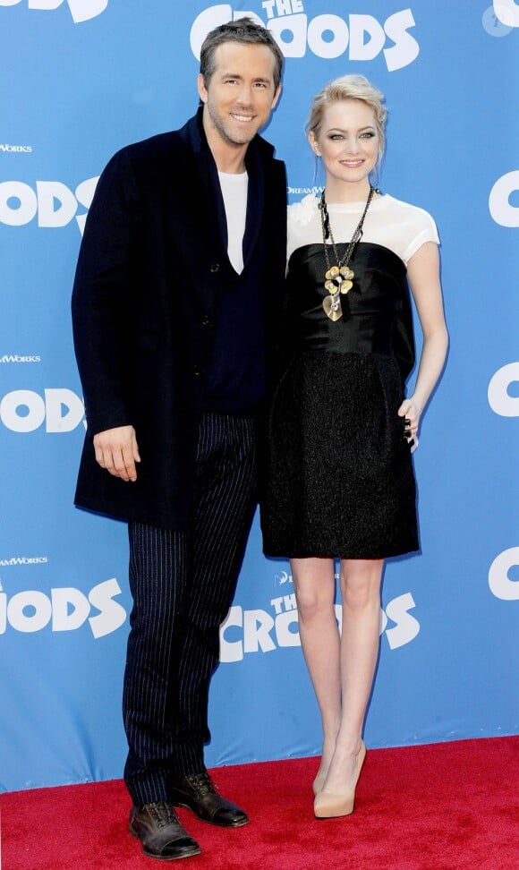 Ryan Reynolds et Emma Stone lors de l'avant-première du film d'animation Les Croods à New York le 10 mars 2013
