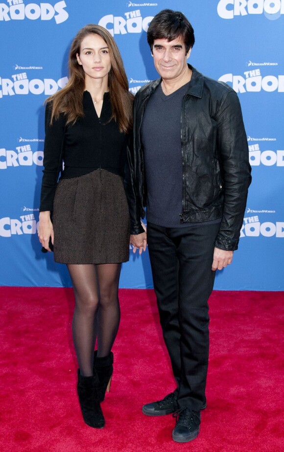 Chloe Gosselin et son compagnon David Copperfield lors de l'avant-première du film d'animation Les Croods à New York le 10 mars 2013