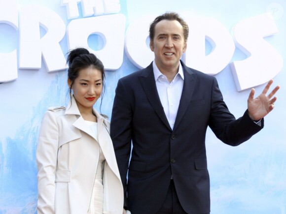 Nicolas Cage, Alice Kim lors de l'avant-première du film d'animation Les Croods à New York le 10 mars 2013